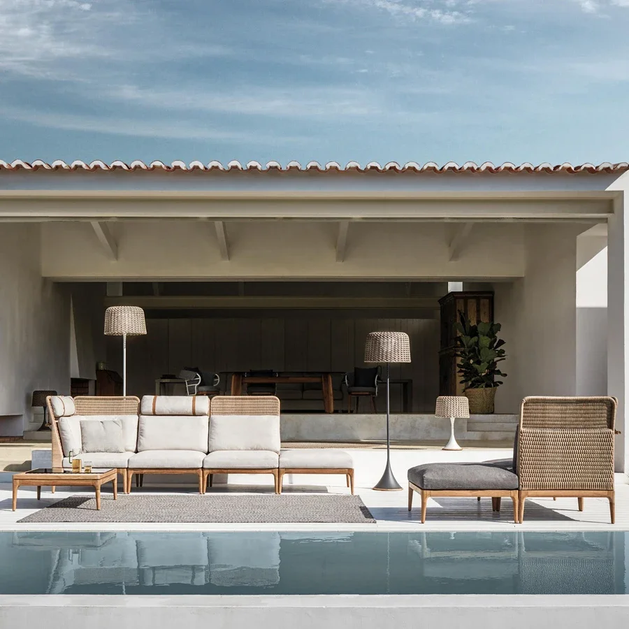 ZQDZ Nordic Outdoor Sofa Courtyard Villa Terrace Leisure Waterproof Sunscreen Cafe Hotel Homestay Furniture