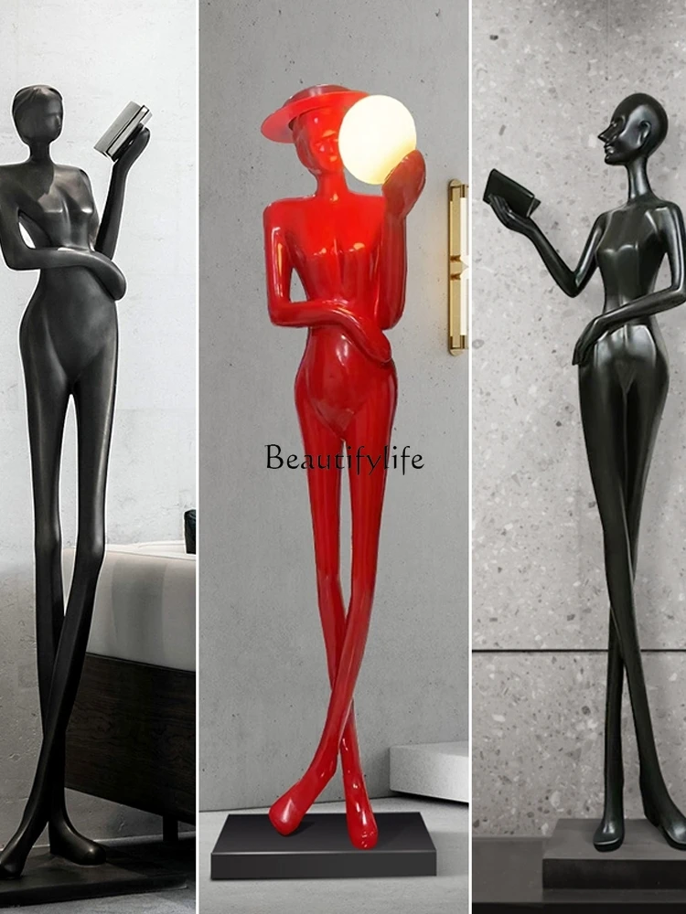 Nordic Hallway Art Humanoid Sculptured Ornaments Abstract Character Floor Ornaments Luminous