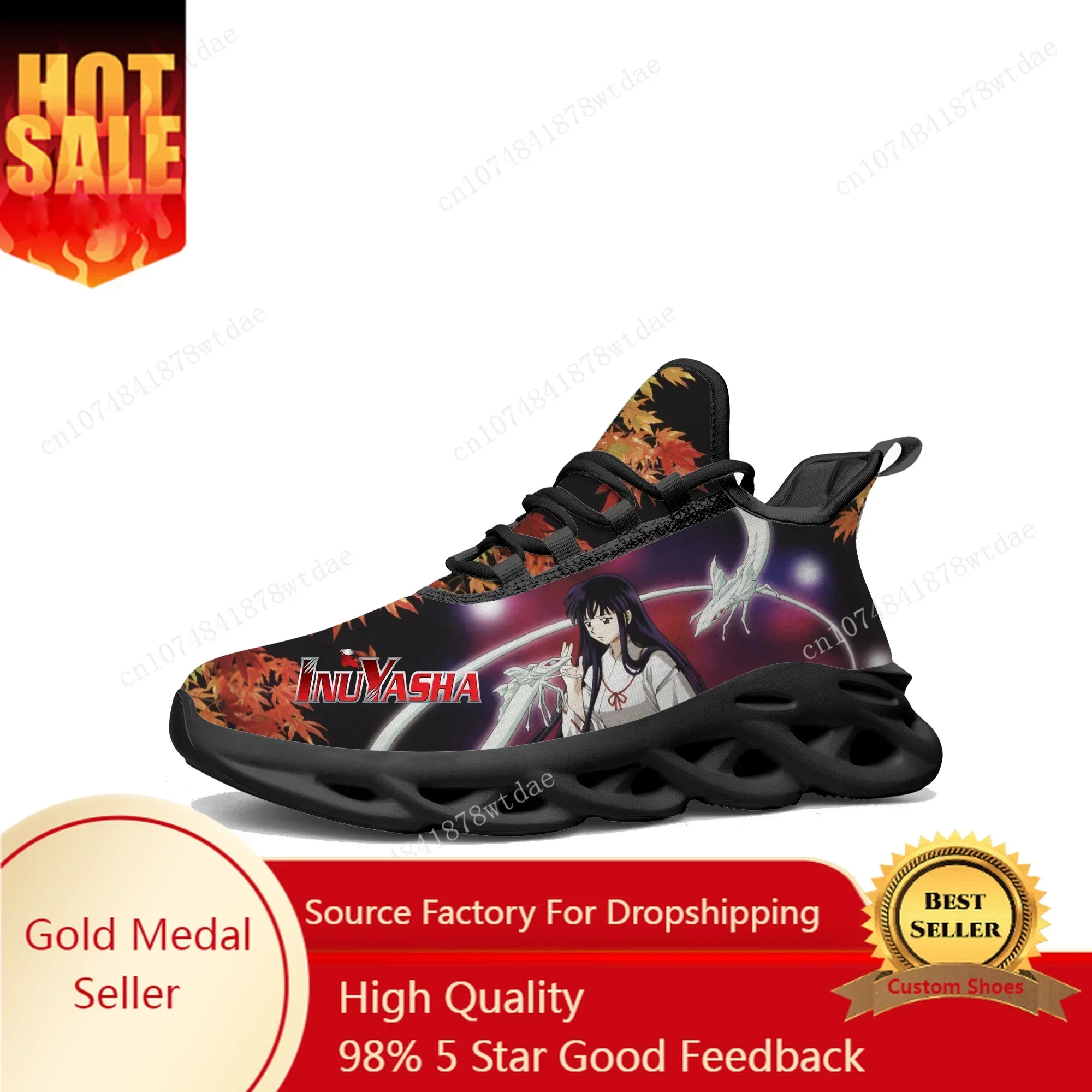 

Kikyo Flats Sneakers Mens Womens Teenager Sports Running Shoes High Quality Inuyasha Anime Cartoon Custom Lace Up Mesh Footwear