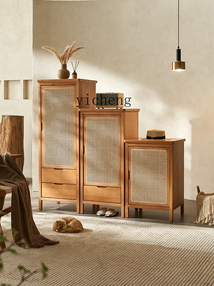 ZZ Rattan خشب متين لون غرفة المعيشة خزانة عالية ومنخفضة Inn B & B مزيج البدلة #1