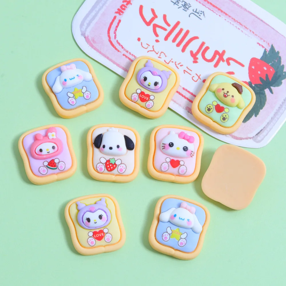 5pcs cute sanrio bread cartoon resin flatback diy kawaii resin accessories crafts materials scrapbooking embellishment