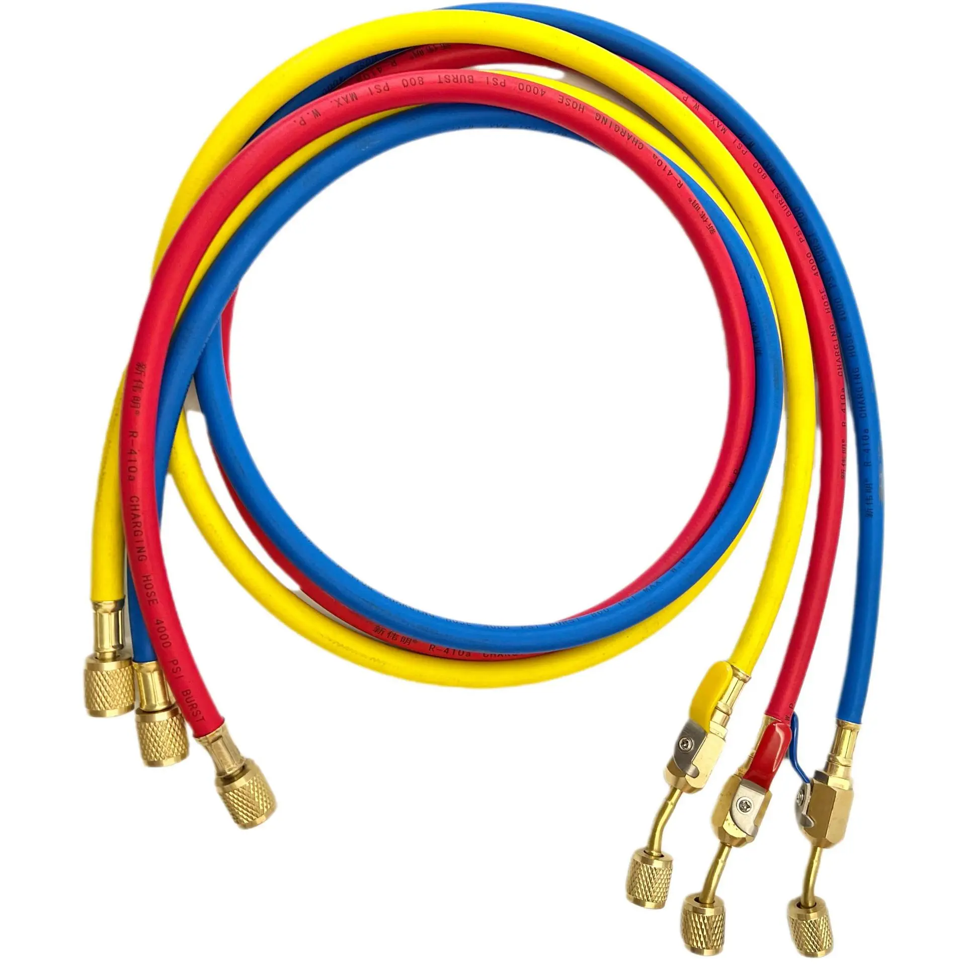 1pcs 150cm HVAC 1/4Inch SAE 600 PSI R134a  R22 Charging Hoses with Shut Valve