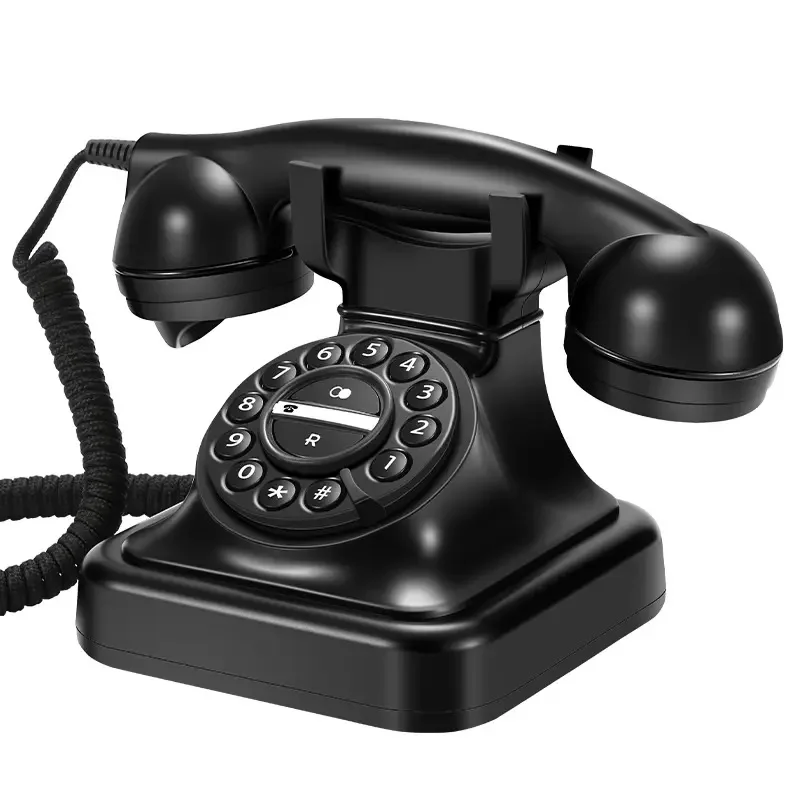 

Vintage landline phone Classic wired desk phone with home office redial