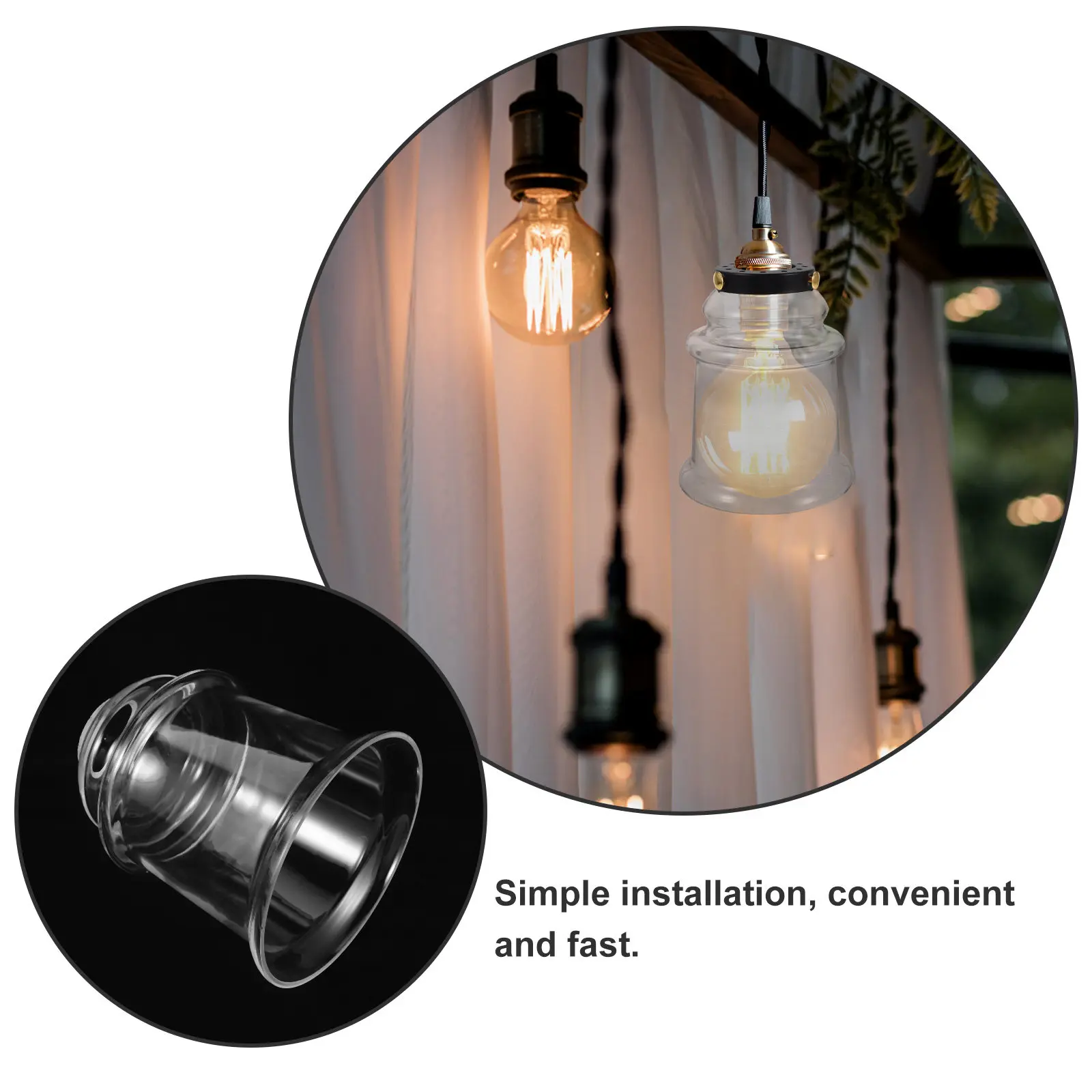 Clear Glass Bell Lampshade Vintage Style Replacement Shade for Pendant Lighting Fixtures Living Room Study Restaurant Coffee