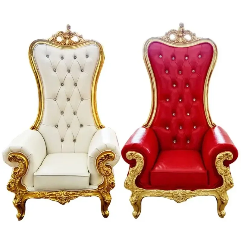 

All White Antique King High Back Royal Sofa Baroque Queen Beauty Pedicure Big Acrylic Throne Chair