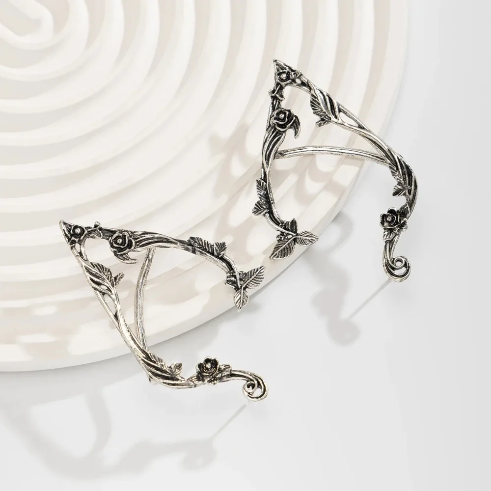 Beliebte goldfarbene Elfen-Blütenblatt-Ohrclips für Damen, niedliche Schmuck-Accessoires, Feen-Clip-Ohrringe, Hochzeits-Geschenke für Mädchen