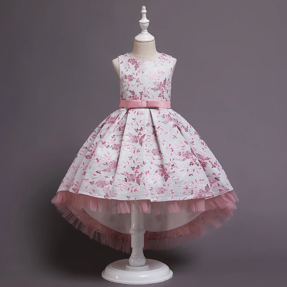 فستان الأميرة المطرز بدون أكمام باللون الوردي البازلاء لعمر 3-10 سنوات #3