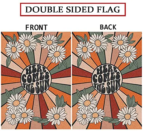 Linen Flag Outdoor Camping Garden Daisy Flag Double Sided Holiday Yard Outdoor Flags