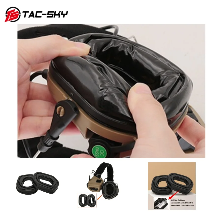 Gel Ear Pads for Electronic Shooting Earmuffs M31 M32 Tactical Headphones, Suitable for Hunting and Airgun Sports