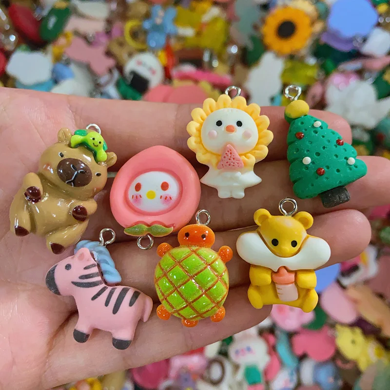 100/200/300pcs Random Mix Animal Food Resin Charms Bulk Wholesale Coffee Cup Bottle Charm For Earring Phone Chain Diy Jewelry