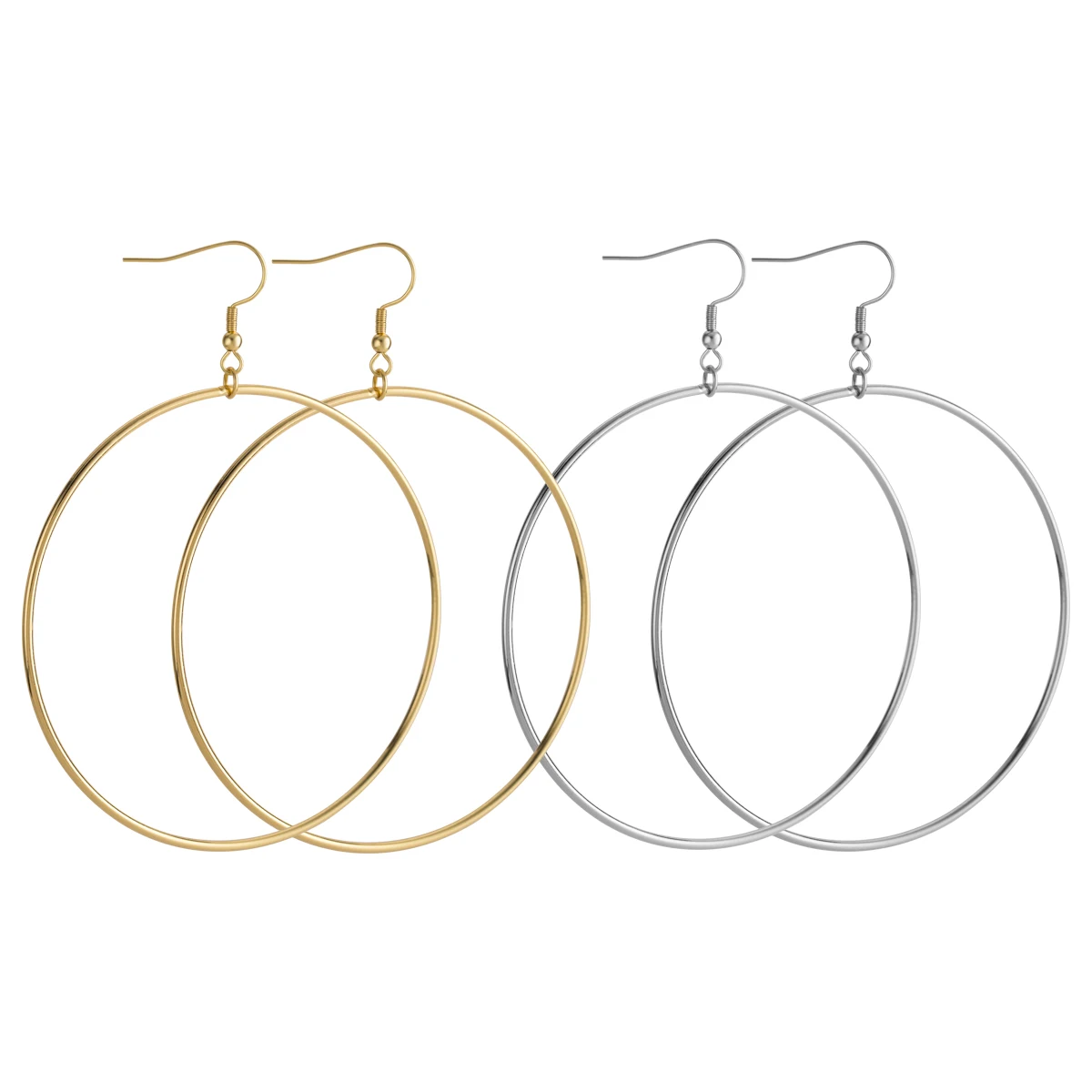 A Pair Iron Ring Earrings Ladies Large Circle Earrings Anti Allergic and Non Itchy Fashion Earrings Suitable for Parties Travel