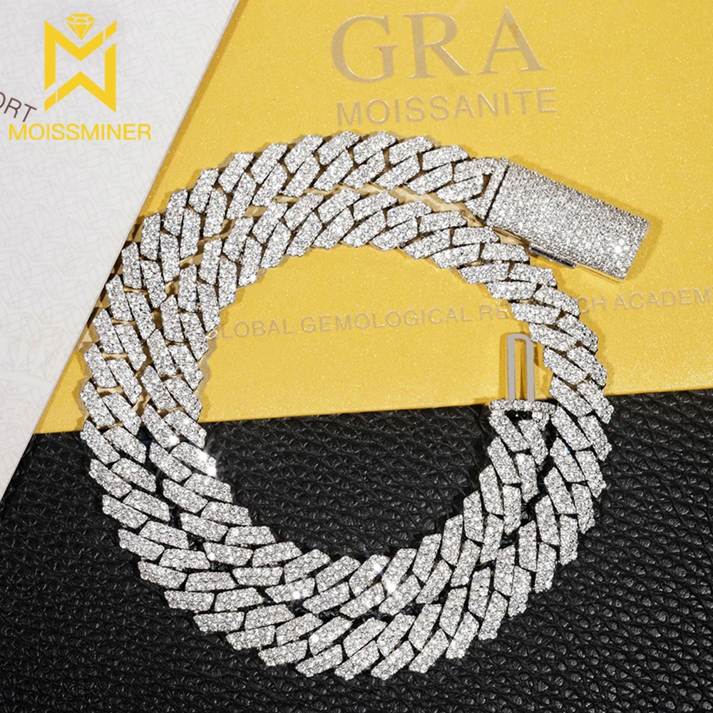 

Inventory Clear 10mm Moissanite Cuban Link Chain Iced Out Necklace For Men Women Hip Hop S925 Silver Chain Pass Diamonds Tester