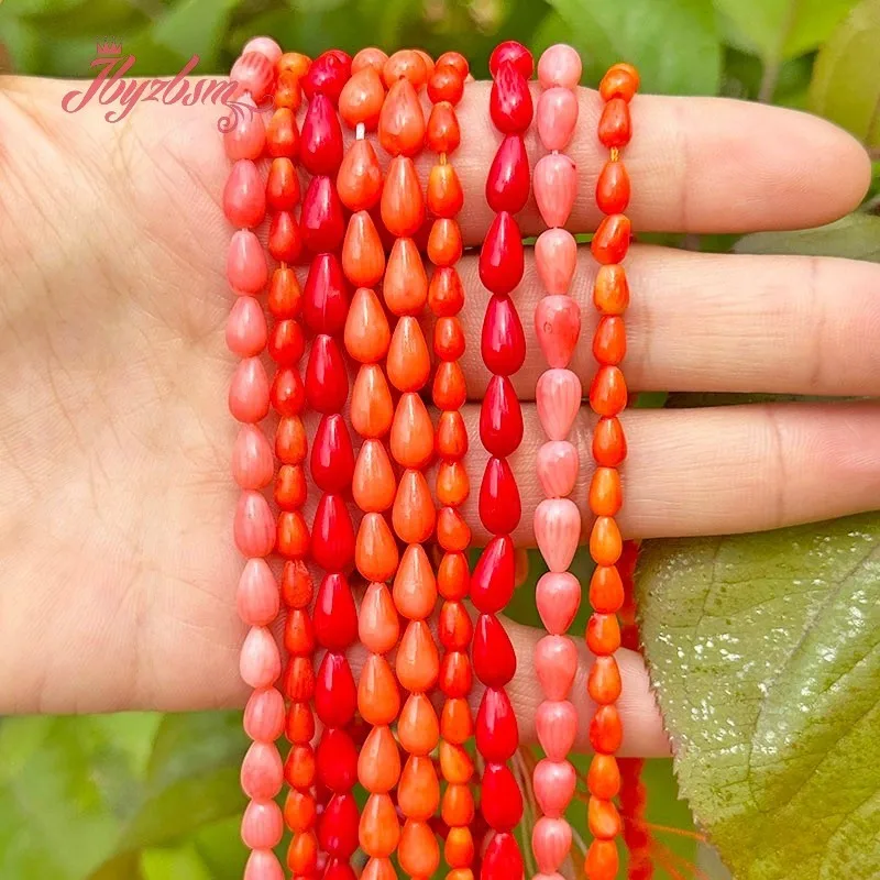 

4x8mm/4x6mm/3x5mm Smooth Drop Coral Natural Stone Beads For DIY Necklace Bracelets Earring Pandant Jewelry Making Strand 15"
