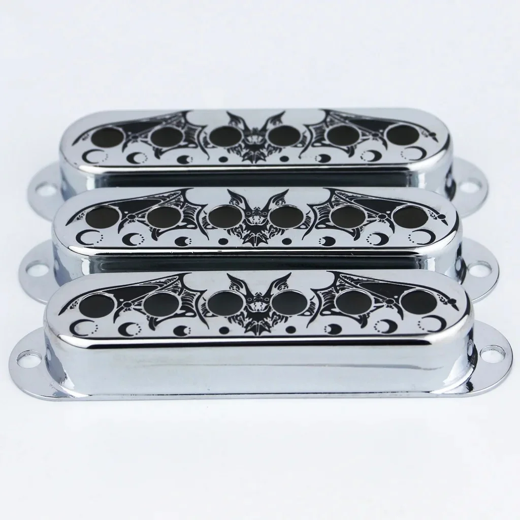 

3pcs Single Coil Guitar Pickup Copper Cover 52mm Pole Spacing Bat Pattern Surface Available In 4 Colors