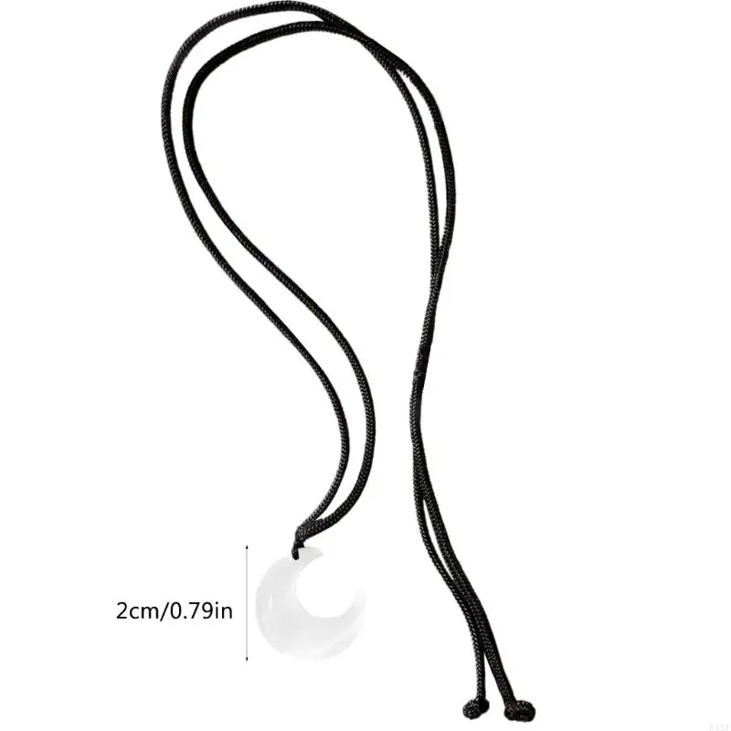 E15E Crystal Pendant Necklace Adjustable Simple Black Rope Choker