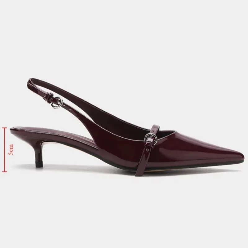 Pointed Toe Buckle Strap Ladies Sandals Solid Shallow Fashion Sexy Party Slingbacks 2025 Summer High Heeled Shoes Woman