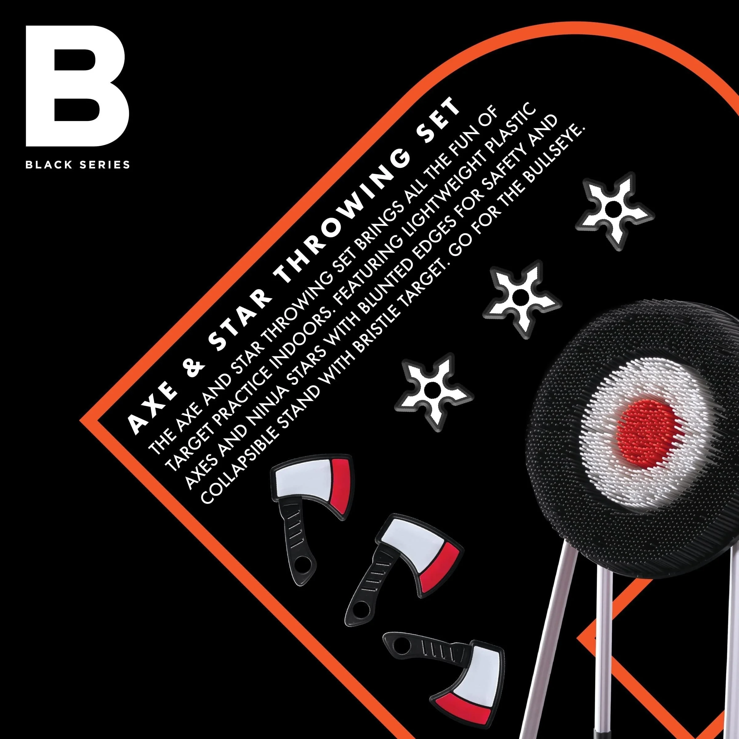 Black Series Axe Throwing Target Set, Includes 3 Throwing Axes and Bristle Targets, Blunt Edge and  Plastic,Christmas Gifts