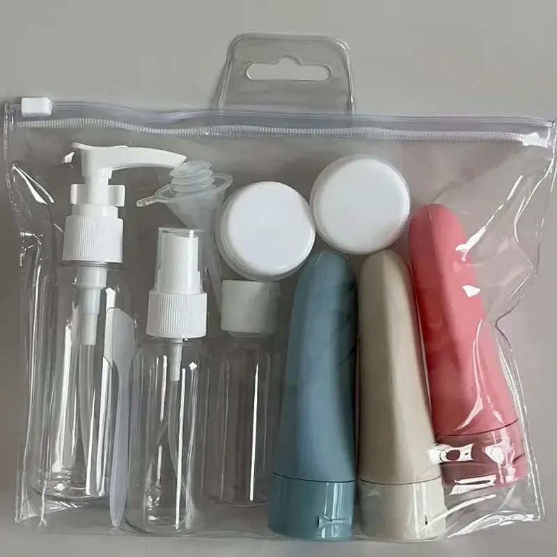 11pcs Travel Bottles Set With Storage Bag Travel Size Empty Liquid Cream Lotion Containers Fine Mist Spray Bottle Squeeze Tubes