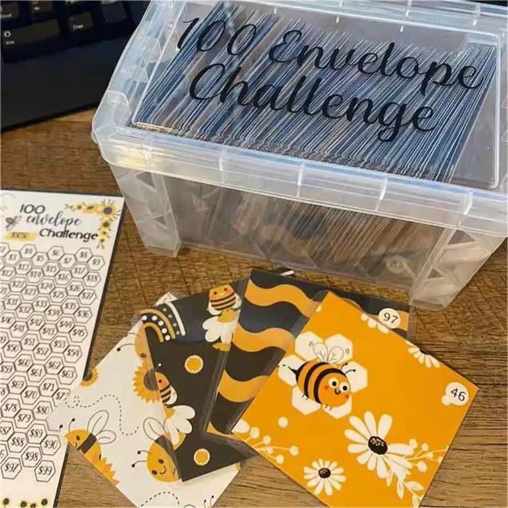 100 Envelope Challenge Box Set Savings Challenges Budget Box with Cash Envelopes for Budgeting Planner & Saving Money