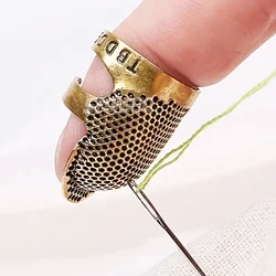 2PCS Retro Sewing Thimble Set - Metal Shield Finger Protectors, Needles Fingertip Guard, Essential Sewing Tool for Seamstresses