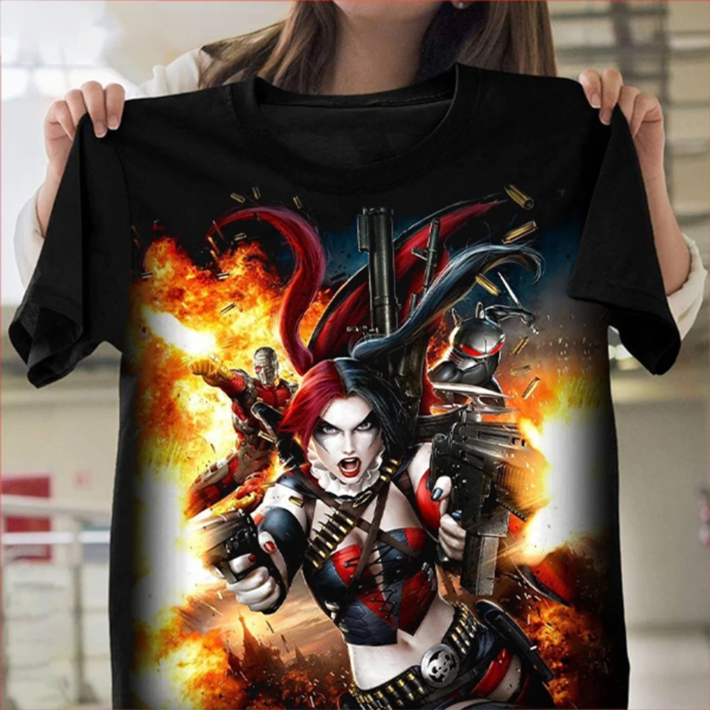 Unisex summer fashion trend Harley Quinn 3D printed T-shirt cool street personality casual comfortable short sleeved T-shirt