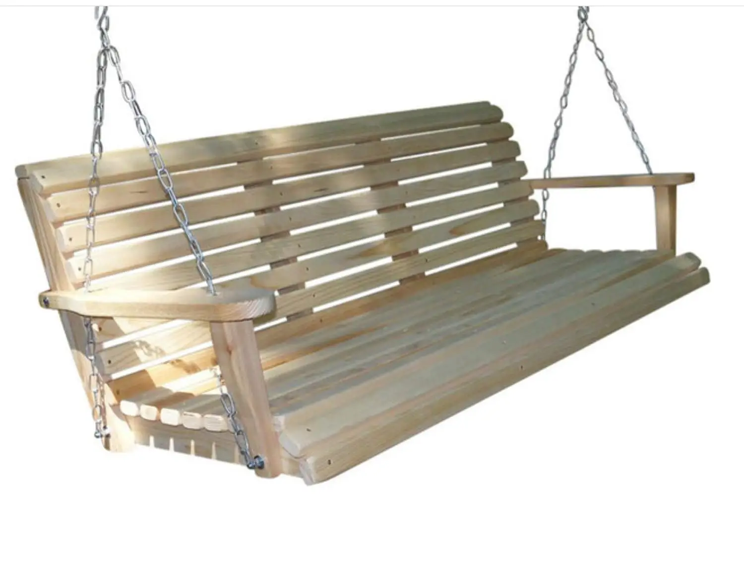 5 Ft Roll Back Contoured Porch Swing Durable Wood Outdoor Patio Garden Furniture, Customized