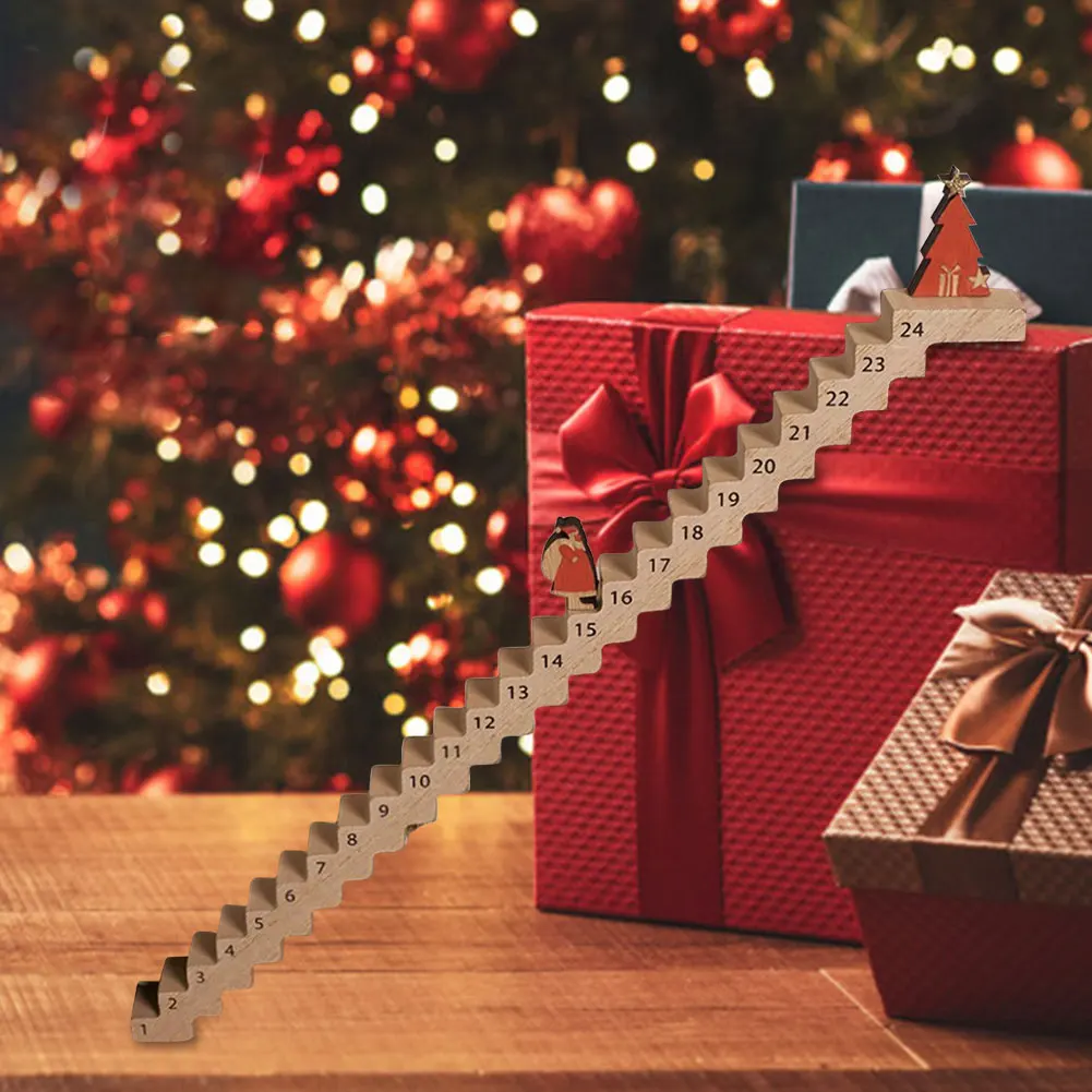 Countdown zum Weihnachtskalender, kreative Holztreppe, Klettern, Weihnachtsmann, Reise-Weihnachts-Adventskalender für Heimdekoration
