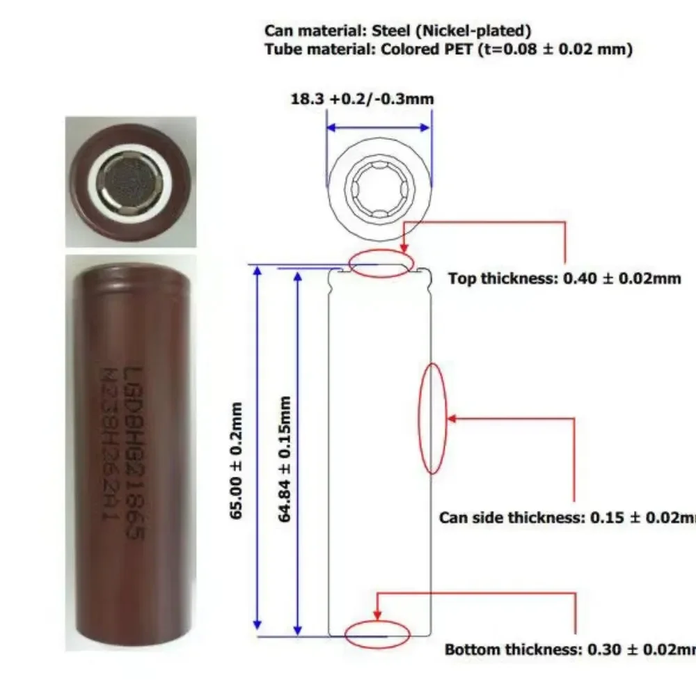 18650 3.7v 3000mAh lithium battery high current discharge 30A suitable for 18650 HG2 battery pack