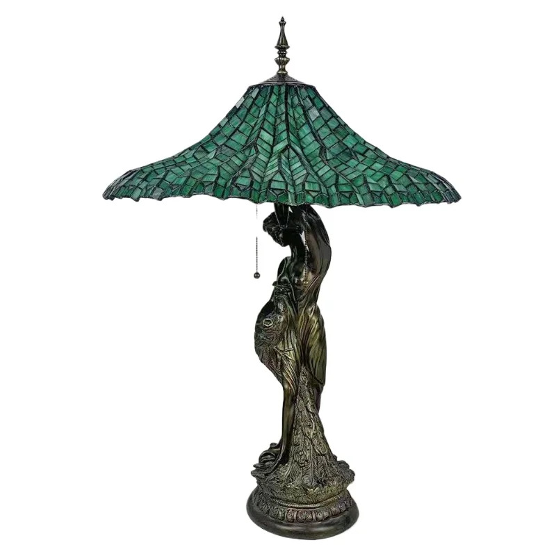 

20 inch green, special-shaped European minimalist style beautiful woman base large table lamp creative retro