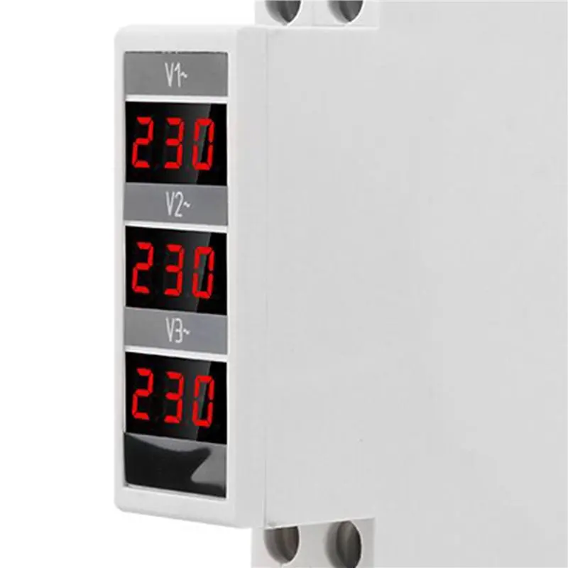 2X Modular LED Digital Three-Phase Voltmeter For Din Rail Voltage Meter AC80-500V-A68E