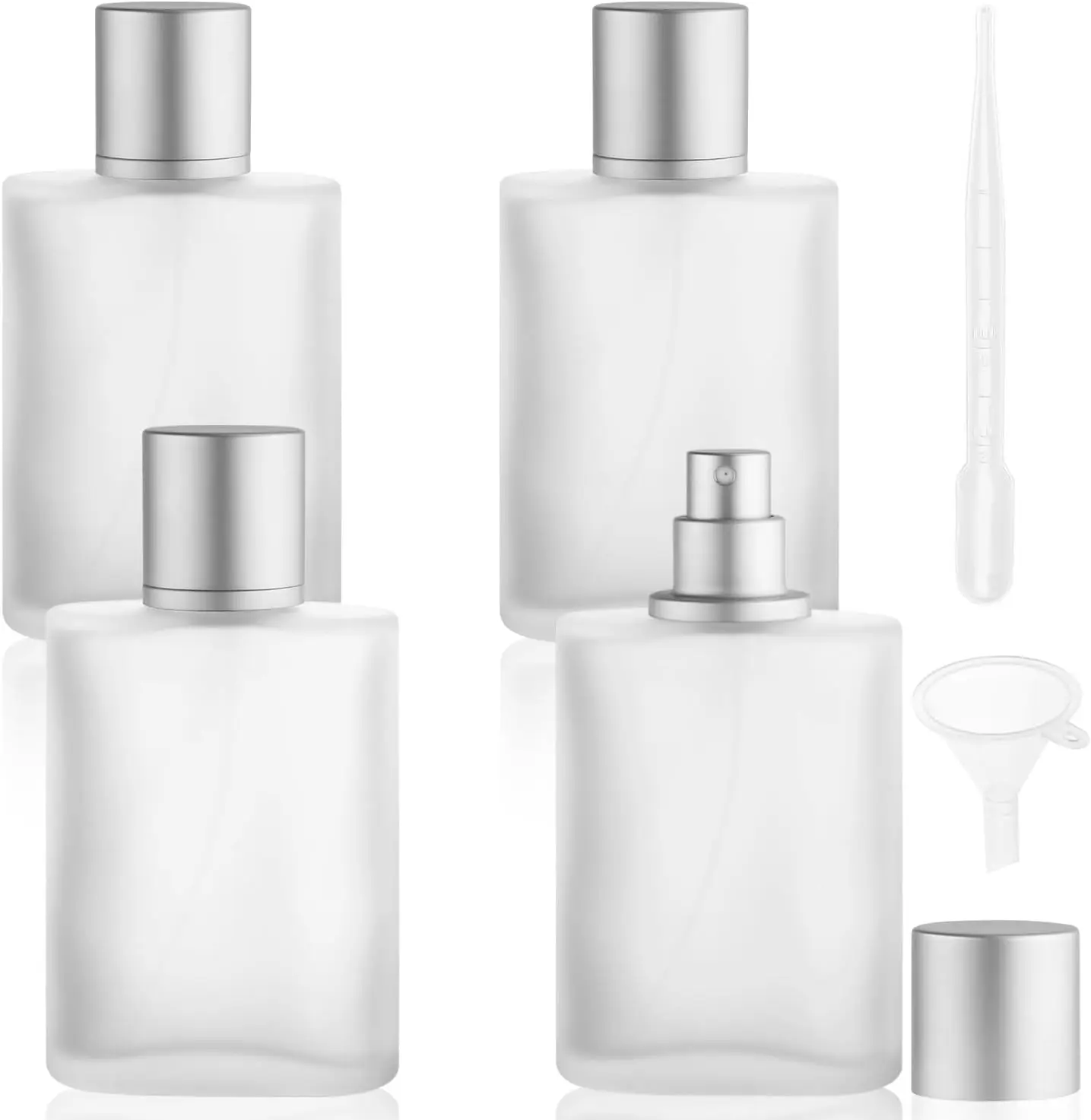 

4PCS 30/50/100ml Frosted Glass Spray Bottle Refillable Perfume Sprayer Fine Spray Cosmetic Container Complimentary filler tool