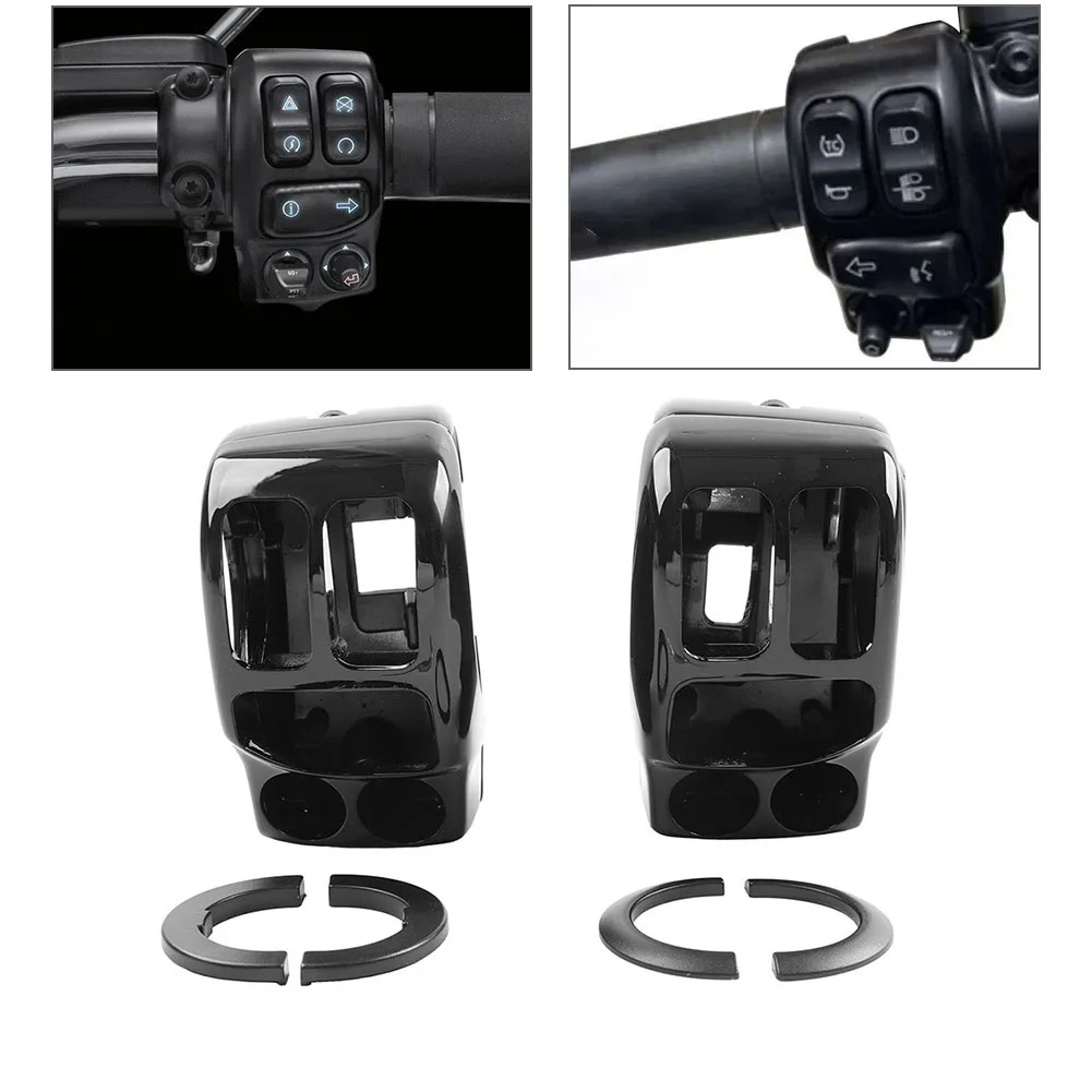 Black Motorcycle Left+Right Handlebar Control Switch Housings Cover Kit Aluminum For Harley Electra Glide 2014-2022