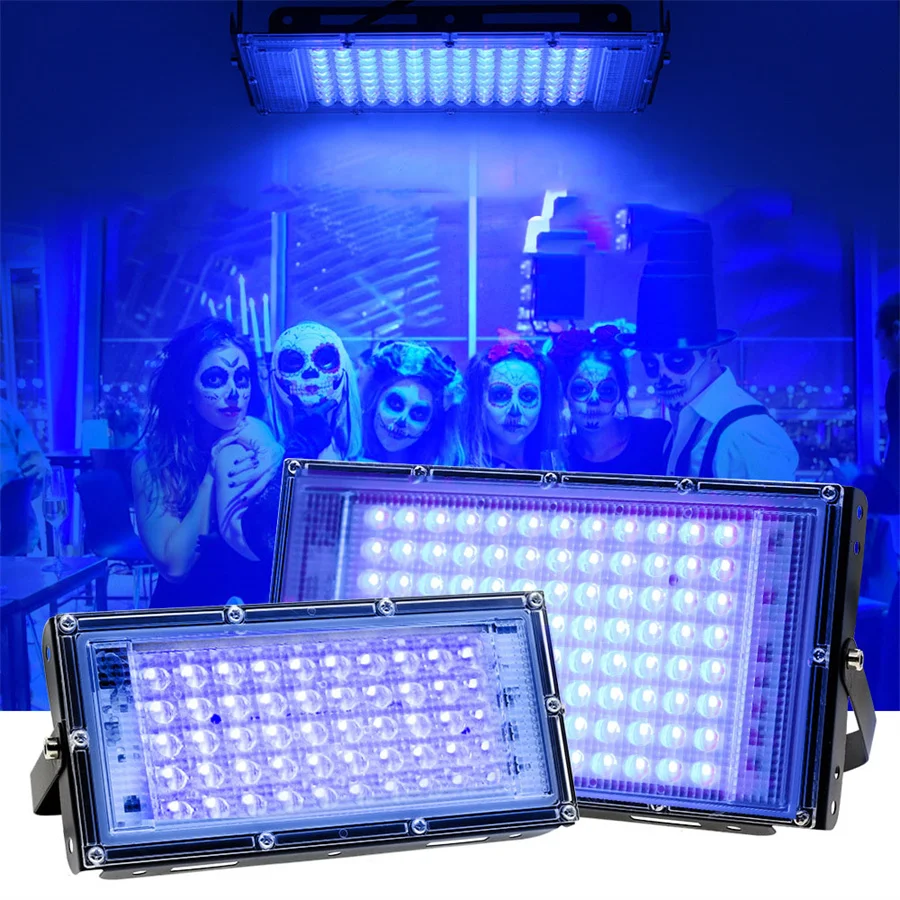 

395nm LED UV Flood Light Ultraviolet Stage Lamp 100W 200W 300W Fluorescent Effect UV Black Light DJ Disco Party Stage Backlight