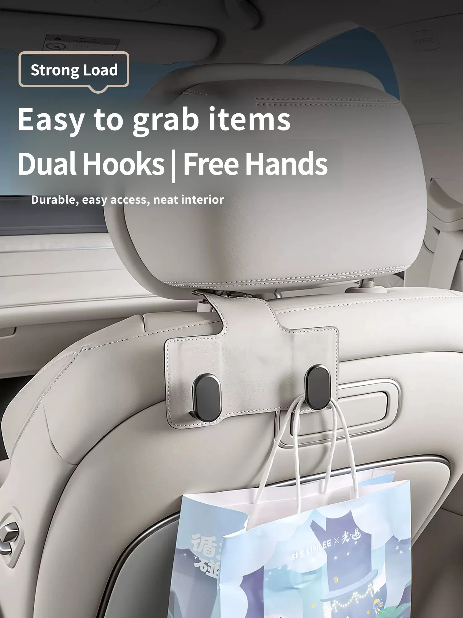 Car Interior Accessories For BYD SEAL 08 2026 2027 PU Leather Hanging Hook Rear Row Hanger Original car style support Organizer