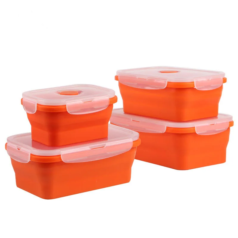 Silicone Lunch Box Portable Bowl Colorful Folding Food Container Lunchbox 350/500/800/1200ml Eco-Friendly