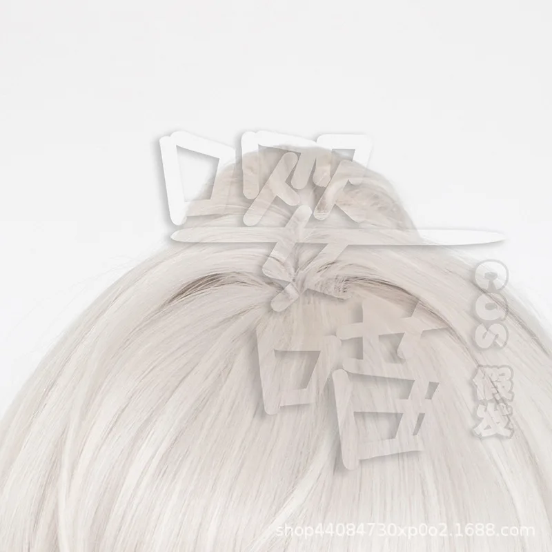 Juego Honkai Star Rail Jingyuan peluca de Cosplay 60CM pelo sintético blanco resistente al calor pelucas de Cosplay de Anime Halloween hombres mujeres fiesta