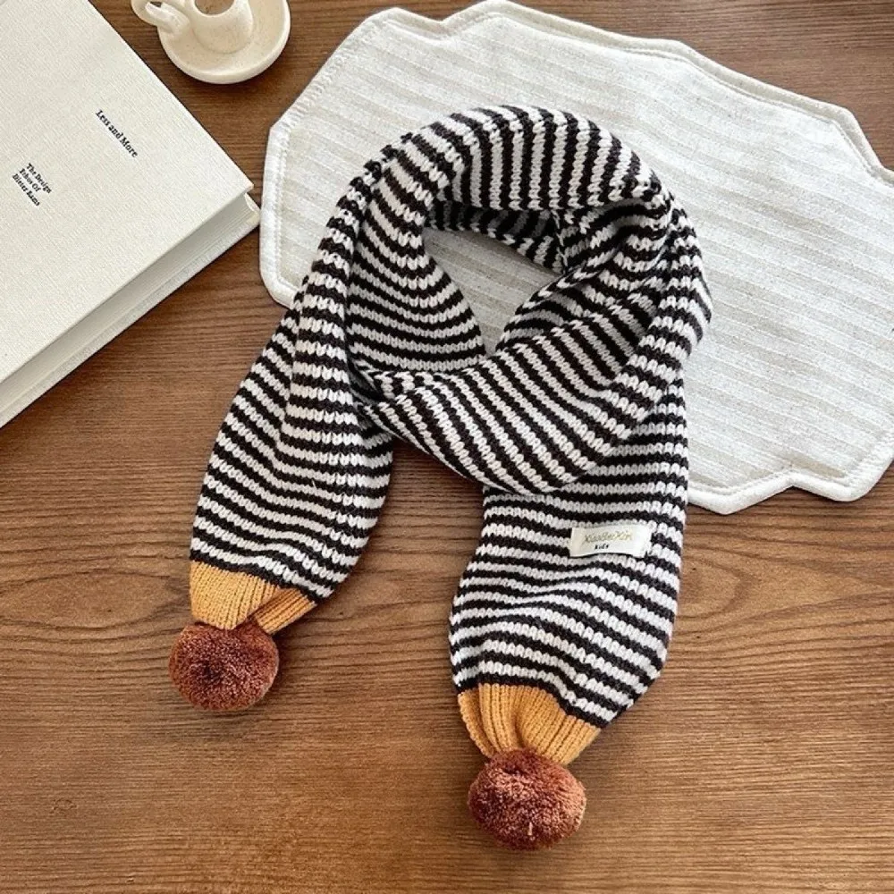 Thick Warm Knit Knit Striped Scarf Soft Windproof Fabric Striped Pattern Baby Winter Scarf Cozy Fleece Lining