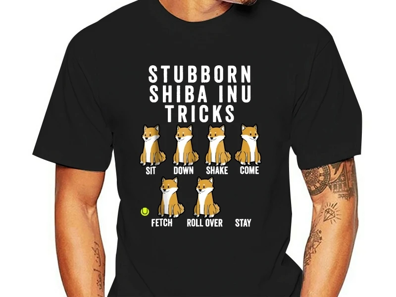 Comfortable Men Tops Tee Kawaii Clothes Stubborn Shiba Inu Tricks Camisetas Funny Dog Novelty Men  Summer Graphic Tshirts