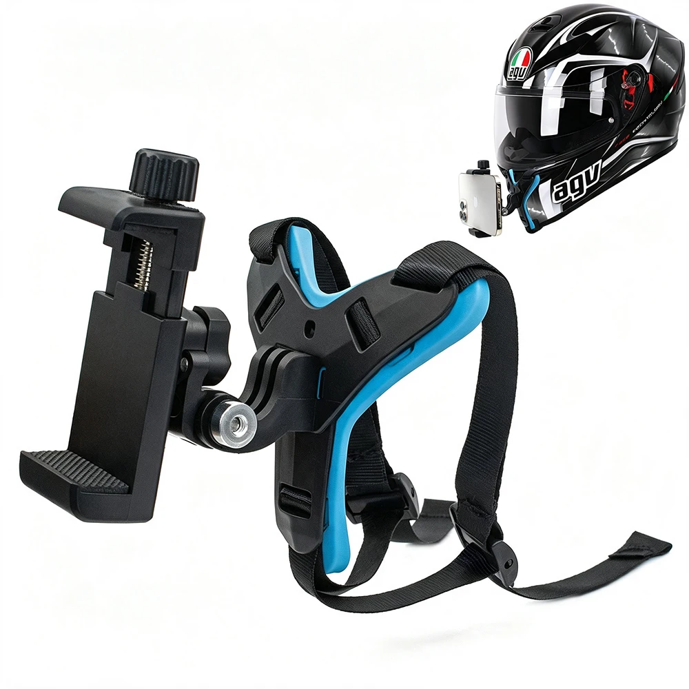 HOT SALE Motorcycle Helmet Chin Strap Mount Holder With Phone Clip For GoPro Hero 5/6/7 Action Sport Camera Full Face Holder