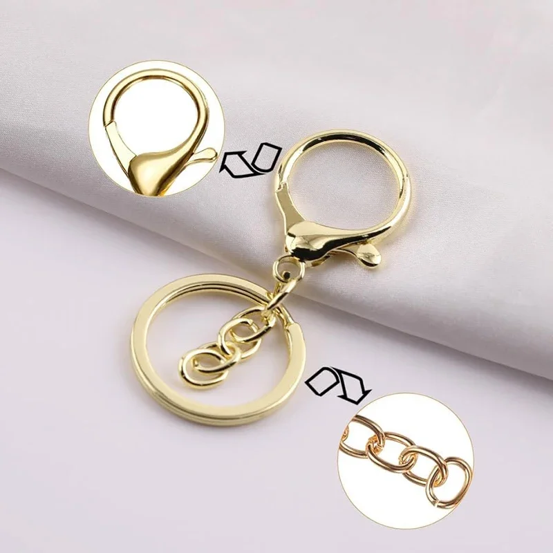 10/5Pcs Lobster Claw Clasp Keychain Metal Lobster Clasp Swivel Clasps Hook With Flat Split Ring Buckle For Key Chain Accessories