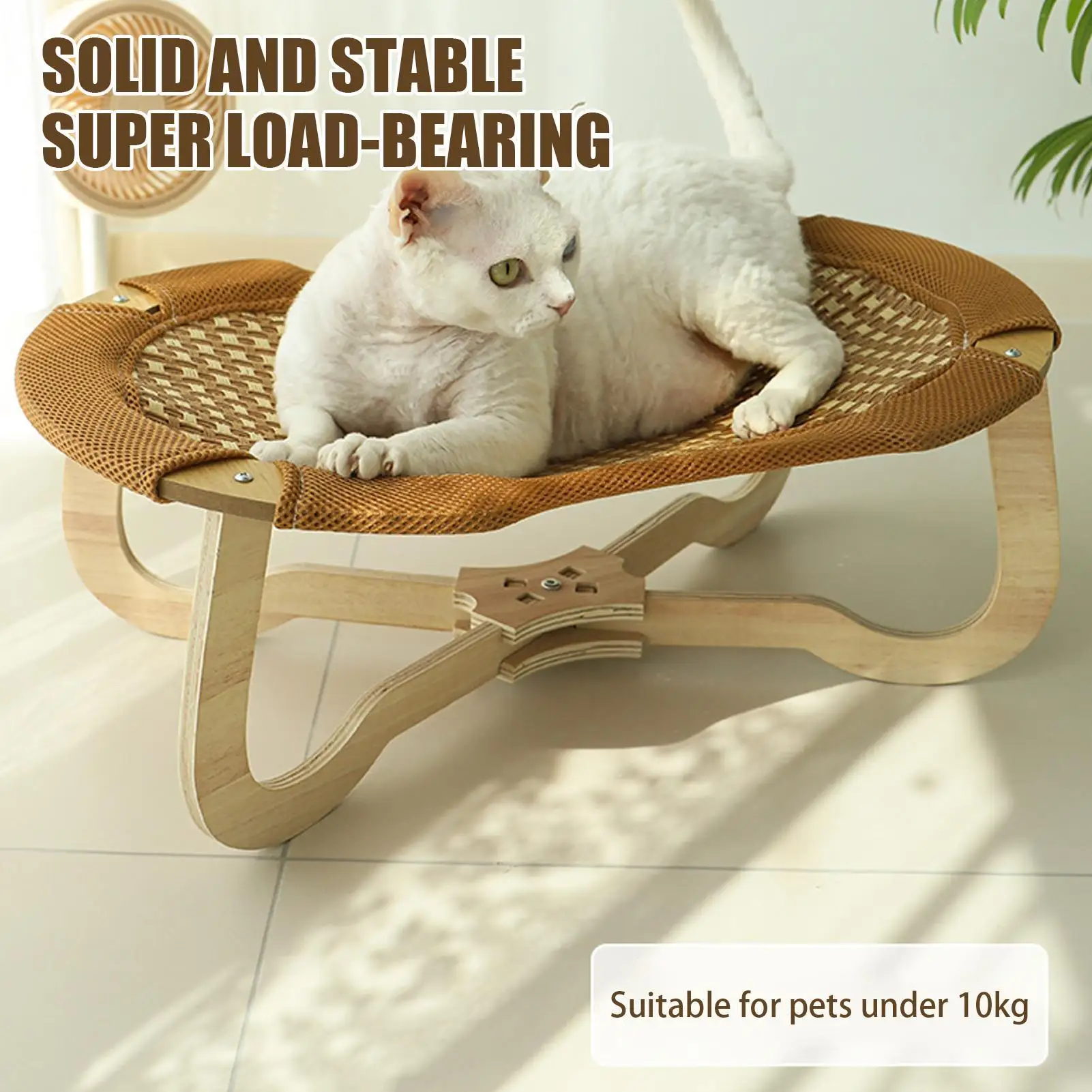Indoor Cat Rattan Bed Indoor Cats Cooling Chair Raised Rattan Scratch-Resistant Furniture Kitten Sleeping Pad For Hot Days