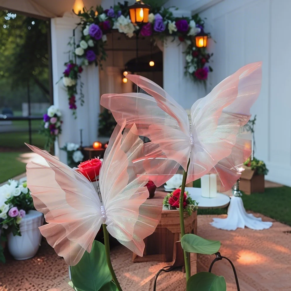 Artificial Silk Butterfly 50 Cm Artificial Gauze Photography Props 3d Wedding Party Garden Outdoor Hotel Window Display