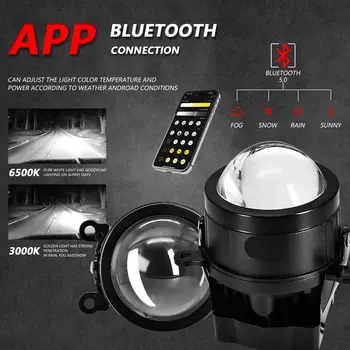 Aplikace MONDEVIEW s 3palcovým displejem ovládá univerzální vysoce výkonná mlhová světla s dvojitým objektivem, 6500K, 580W, 600000LM, světla pro denní svícení s vysokým jasem 8 nejlepší prodej univerzální mlhová světla do nárazníku auta - №3