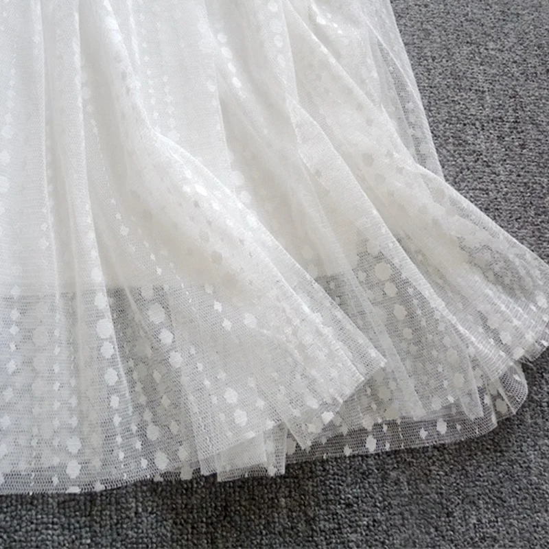 Primavera verão onda ponto modal renda camada vestido roupas femininas mori menina vestido branco sem mangas elegante fada underdress u528