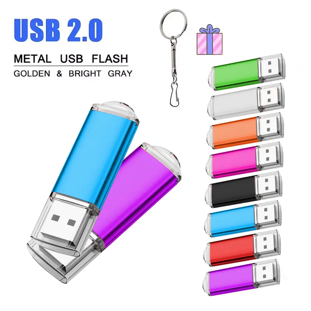 

100% Real Capacity USB Flash Drive 128GB Free Key Chain Memory Stick 64GB Mini Metal Pen Drive 32GB 16GB 8GB Business Gift 2.0