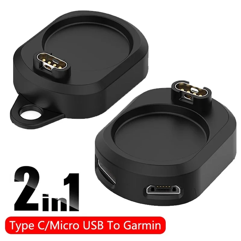 Adaptador de cargador de reloj 2 en 1 Tipo C y Micro Dock para Garmin Fenix 7, 6, 5, 7x, 6x, Vivoactive 3, Forerunner 955, 935, 255, 745