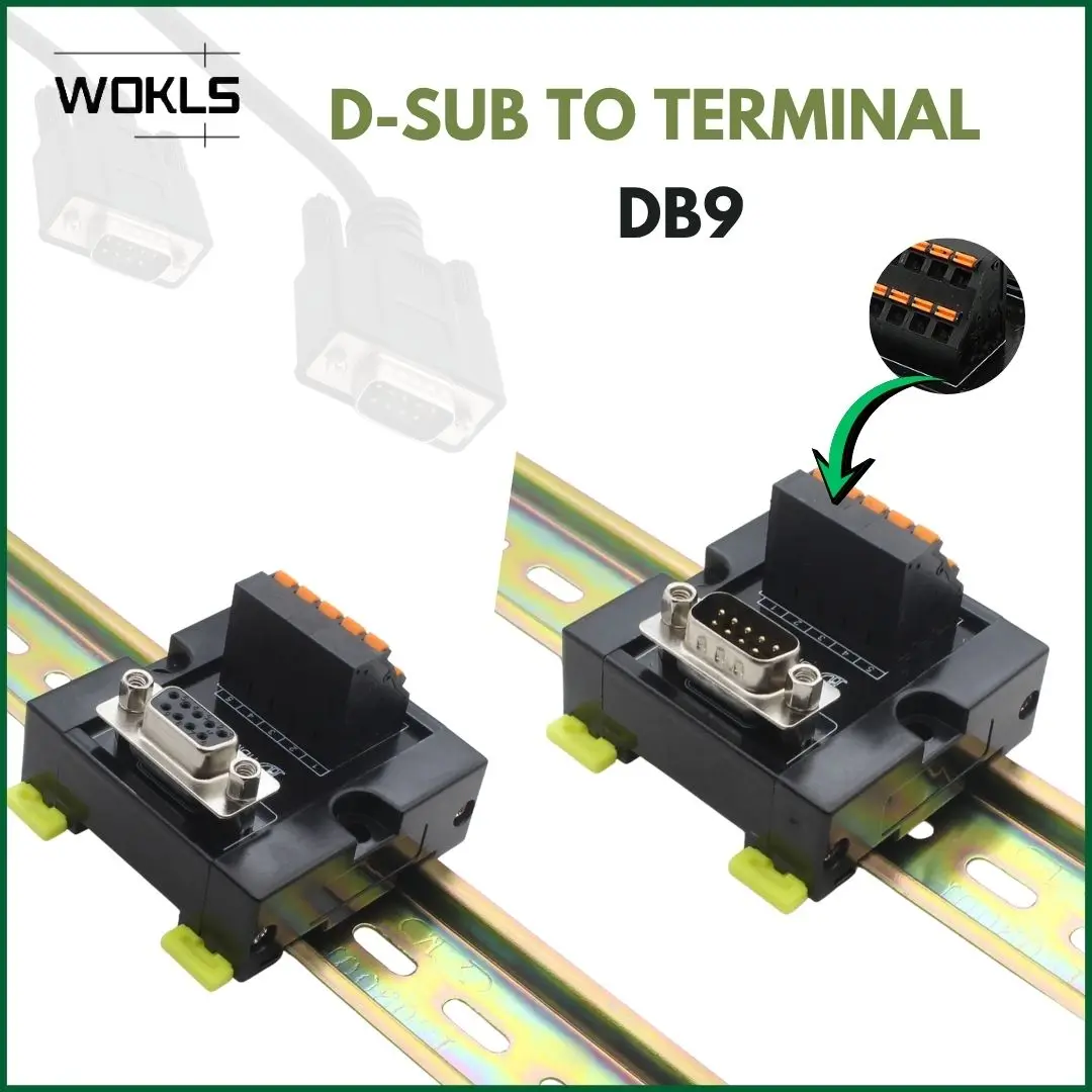 DB9 D-Sub to terminal block DIN Rail Mount Interface Module DB9 Male  Female Breakout Board ,DB9 splitter