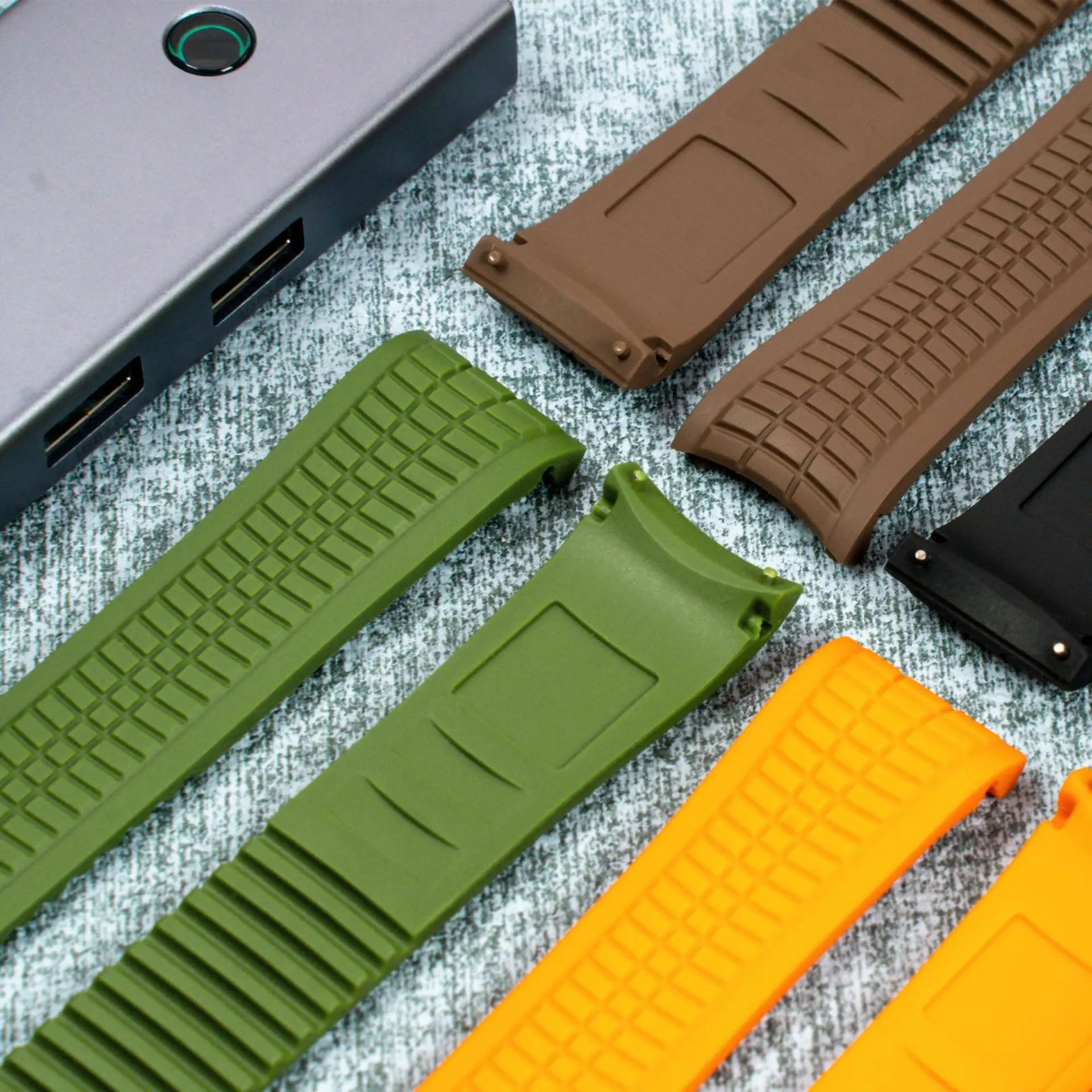 Premium Curved Rubber Strap for Hand Grenade Watch, Soft Silicone, Durable Diving Band, Multiple Color Options