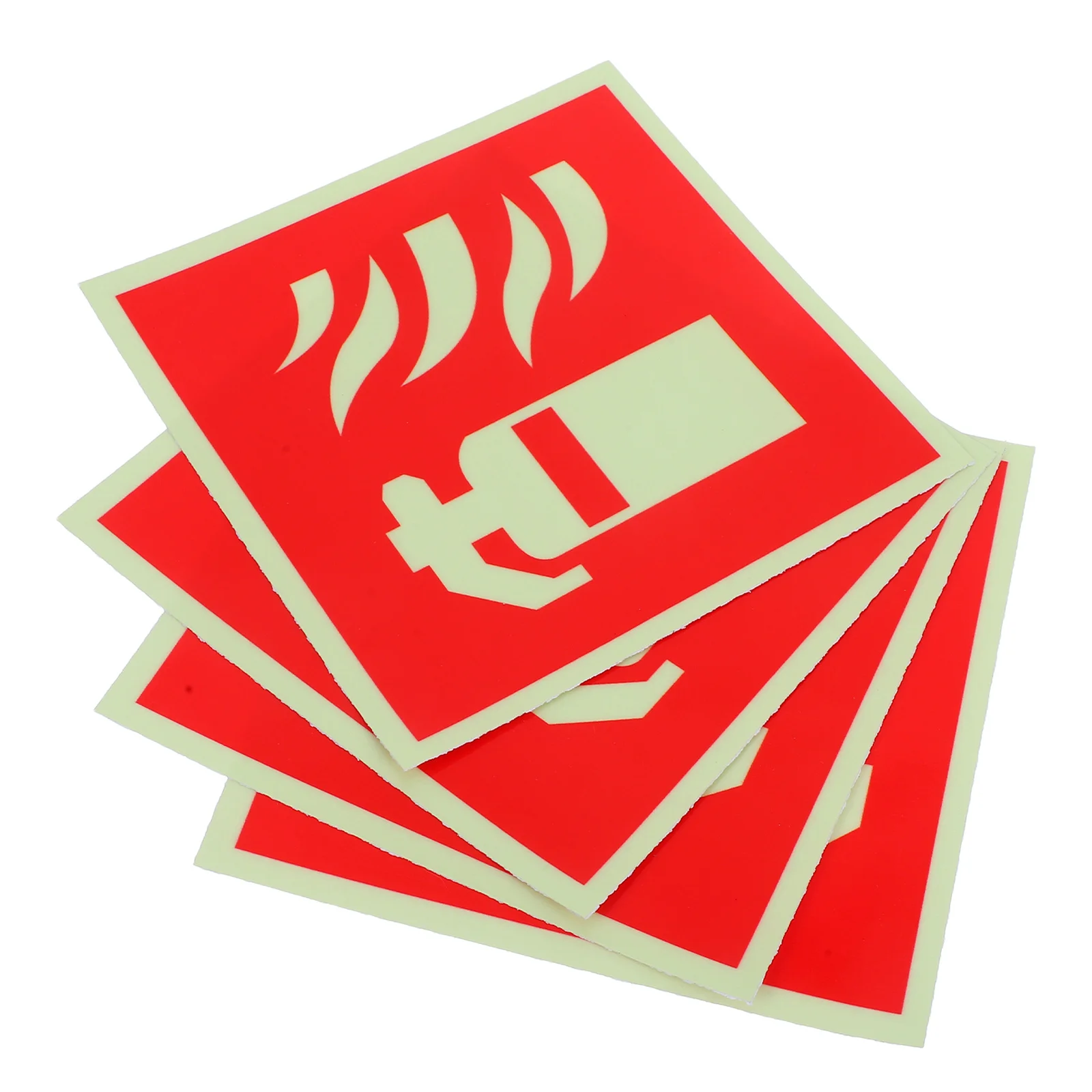 

4 pcs Glow In The Extinguisher Signs Self Adhesive Waterproof Stickers For Indoor Outdoor Use Square Warning Labels