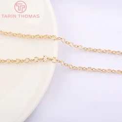 (5113)1 Meter Chain Link 2MM 24K Gold Color Brass Heart Necklace Chains Bracelet chains Quality Diy Jewelry Findings Accessories